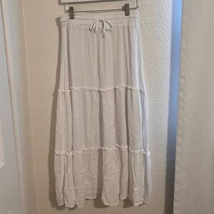 Passport White Tiered Maxi Skirt